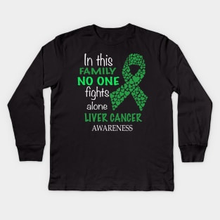 in this family no one fights liver cancer alone Kids Long Sleeve T-Shirt